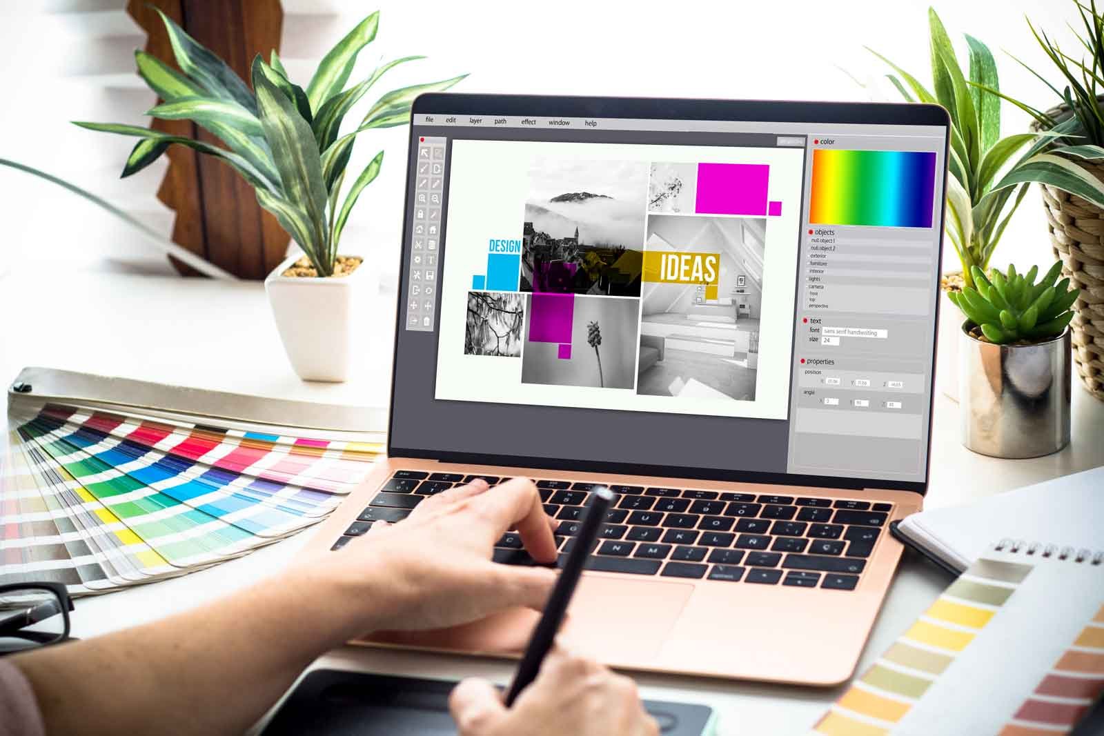 in raise graphic designer woman working laptop